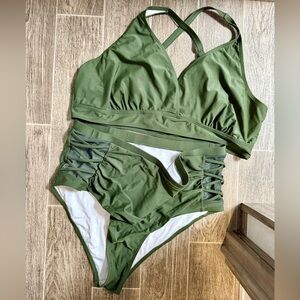 Two Piece Army Green Swimsuit